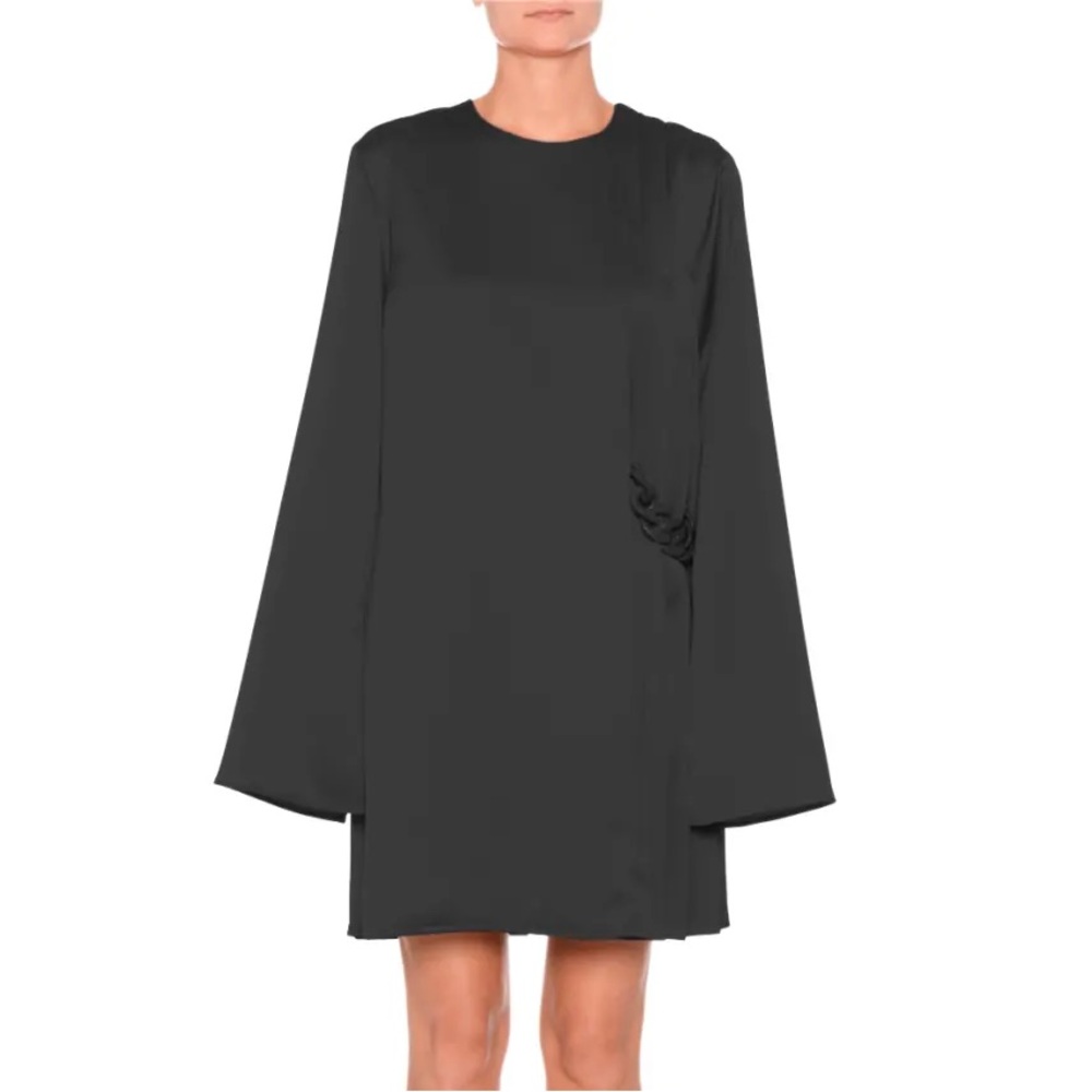 MSGM Pleated Long-Sleeve Short Dress w/ Chain